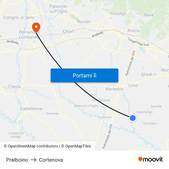 Pralboino to Cortenova map