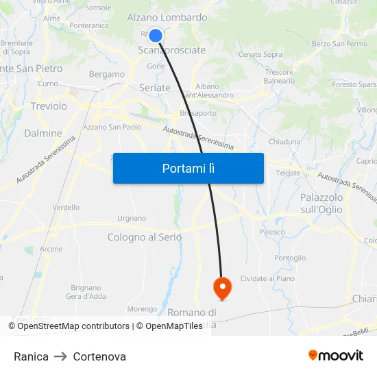 Ranica to Cortenova map