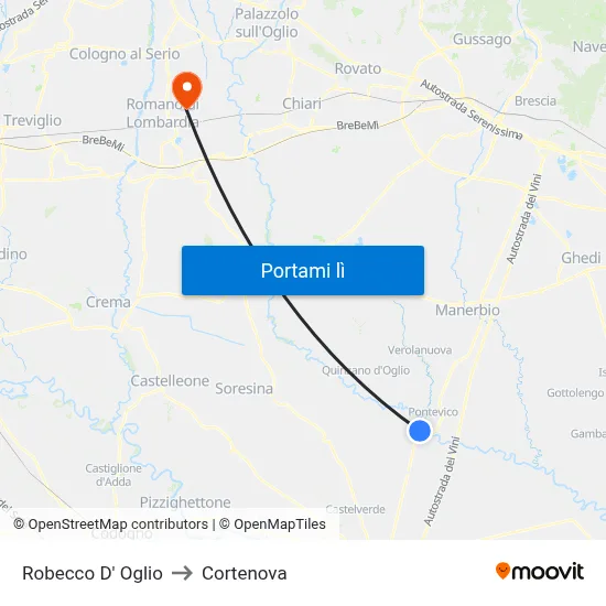 Robecco D' Oglio to Cortenova map