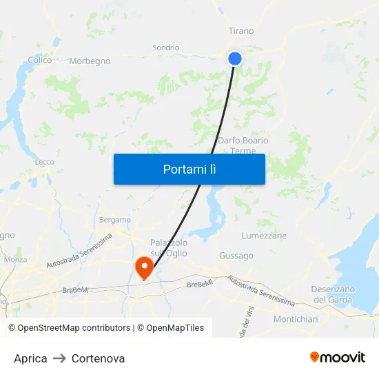 Aprica to Cortenova map