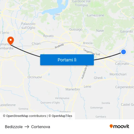 Bedizzole to Cortenova map