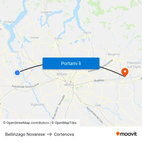 Bellinzago Novarese to Cortenova map