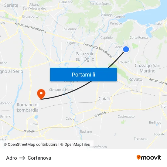 Adro to Cortenova map