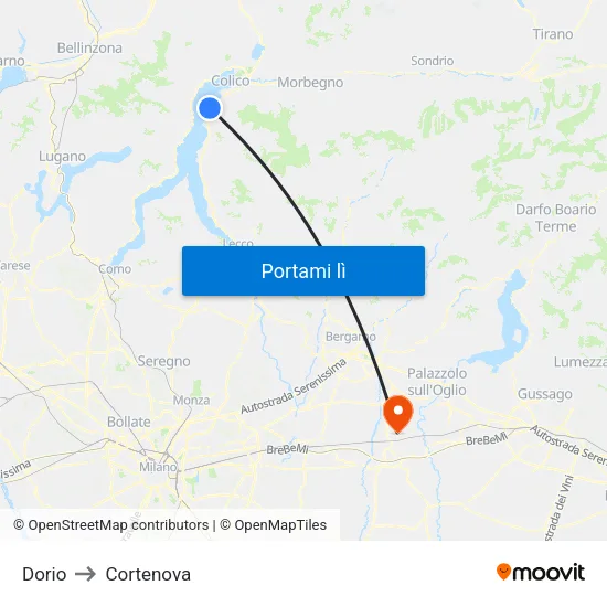 Dorio to Cortenova map
