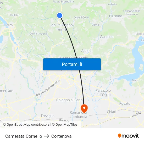 Camerata Cornello to Cortenova map
