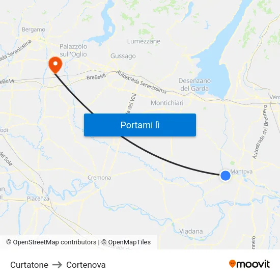Curtatone to Cortenova map