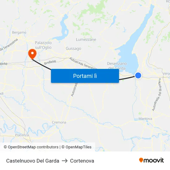 Castelnuovo Del Garda to Cortenova map