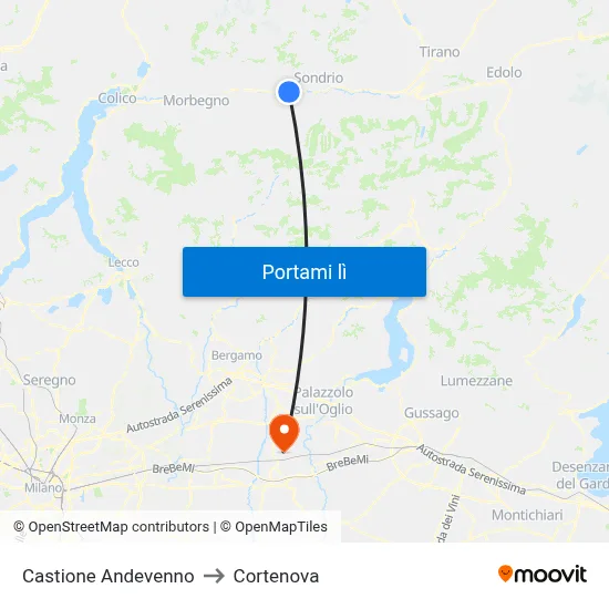 Castione Andevenno to Cortenova map