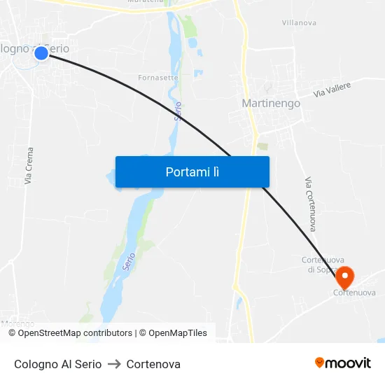 Cologno Al Serio to Cortenova map