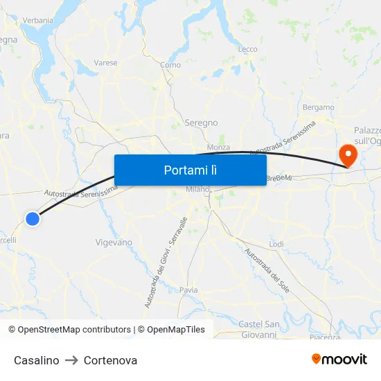 Casalino to Cortenova map