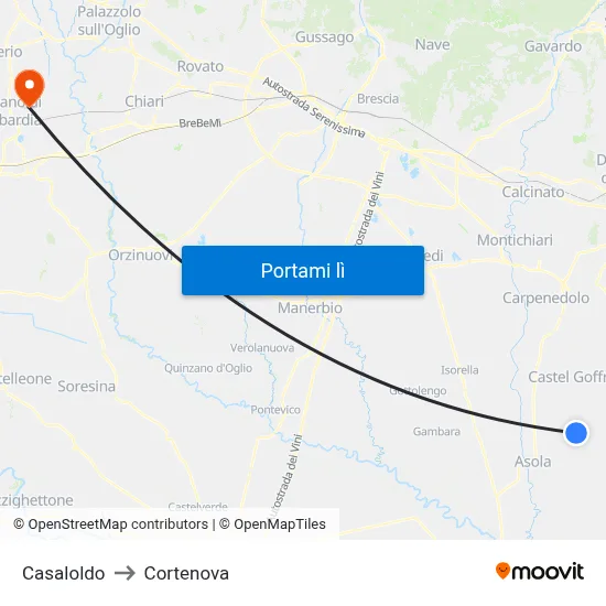 Casaloldo to Cortenova map