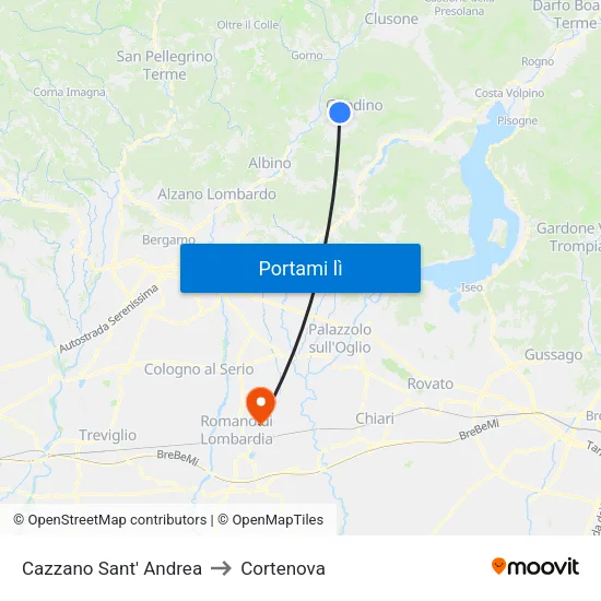 Cazzano Sant' Andrea to Cortenova map