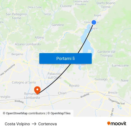 Costa Volpino to Cortenova map