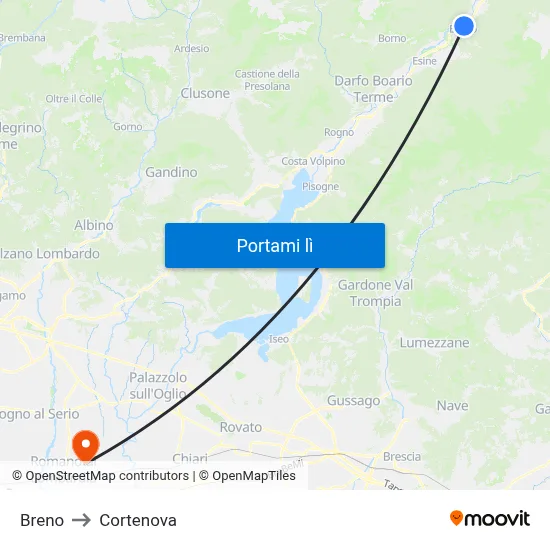 Breno to Cortenova map