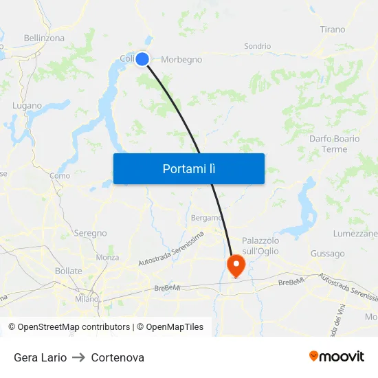 Gera Lario to Cortenova map