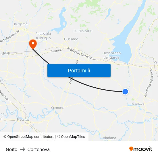 Goito to Cortenova map