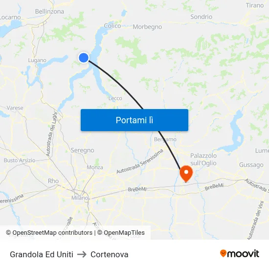 Grandola Ed Uniti to Cortenova map