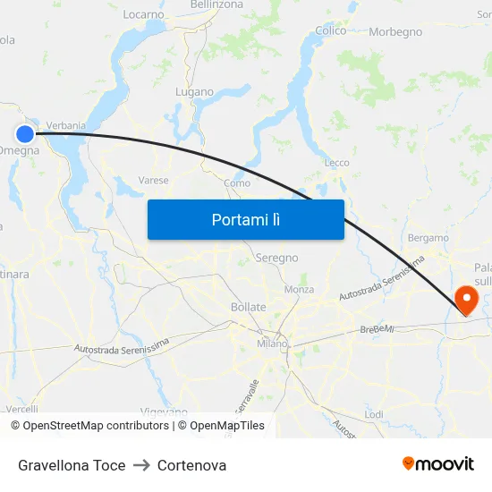 Gravellona Toce to Cortenova map