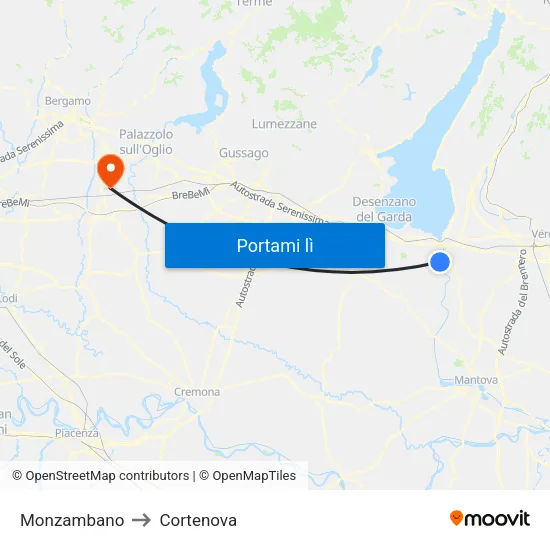 Monzambano to Cortenova map