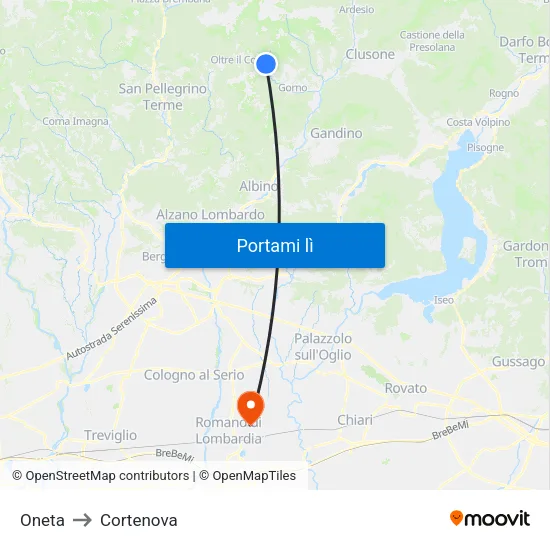 Oneta to Cortenova map