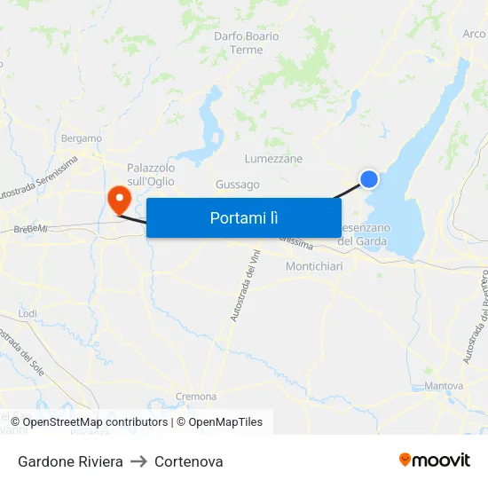 Gardone Riviera to Cortenova map