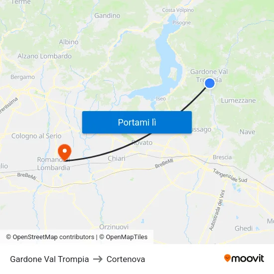 Gardone Val Trompia to Cortenova map