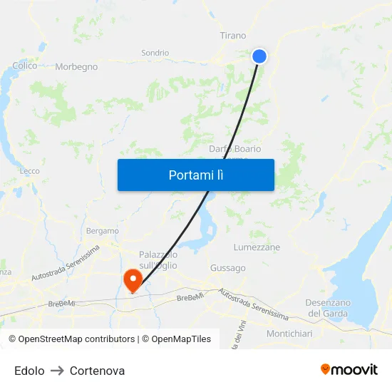 Edolo to Cortenova map