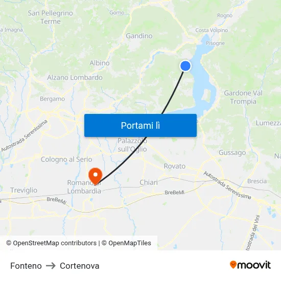 Fonteno to Cortenova map