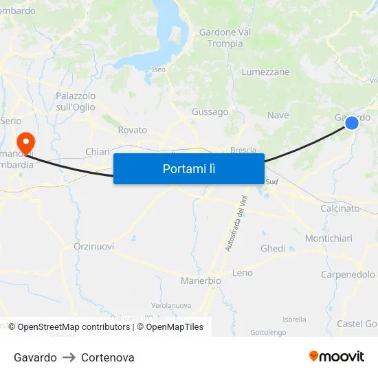 Gavardo to Cortenova map