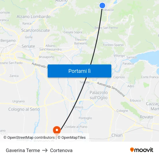 Gaverina Terme to Cortenova map