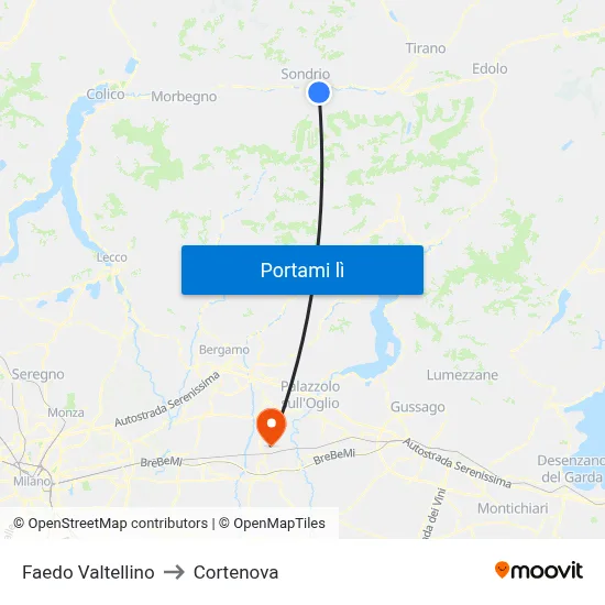 Faedo Valtellino to Cortenova map