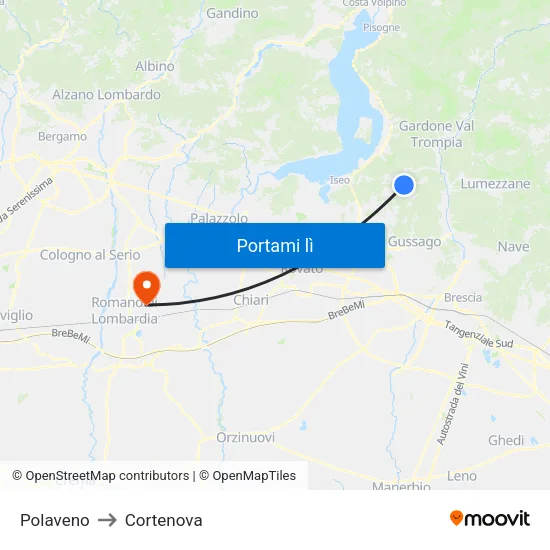 Polaveno to Cortenova map