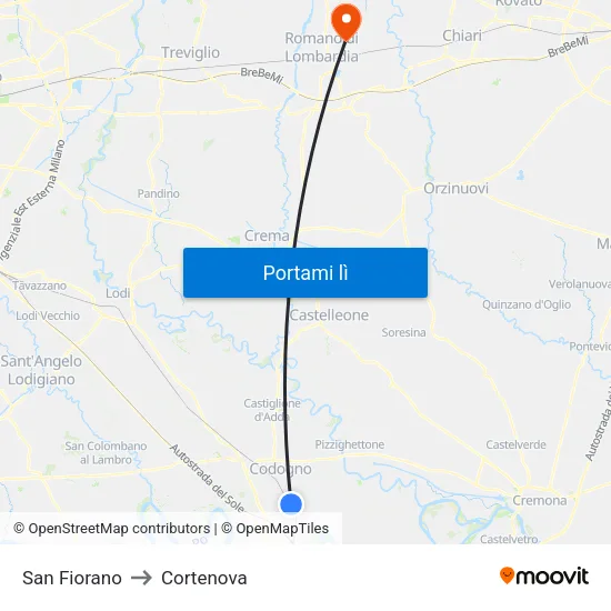 San Fiorano to Cortenova map