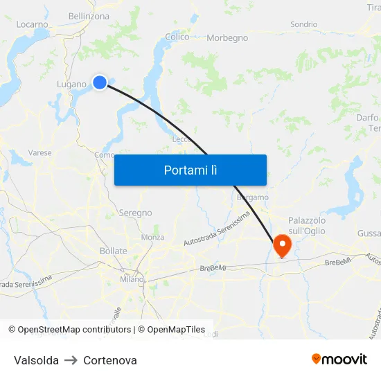 Valsolda to Cortenova map