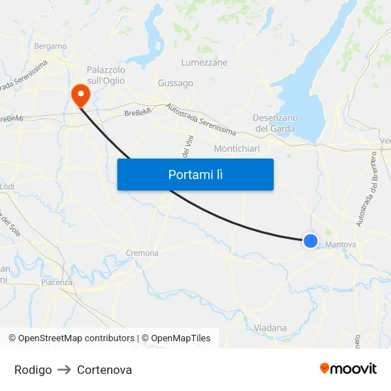 Rodigo to Cortenova map