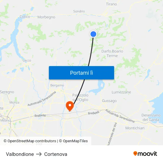 Valbondione to Cortenova map
