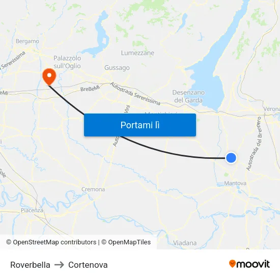 Roverbella to Cortenova map