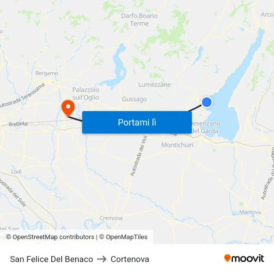 San Felice Del Benaco to Cortenova map
