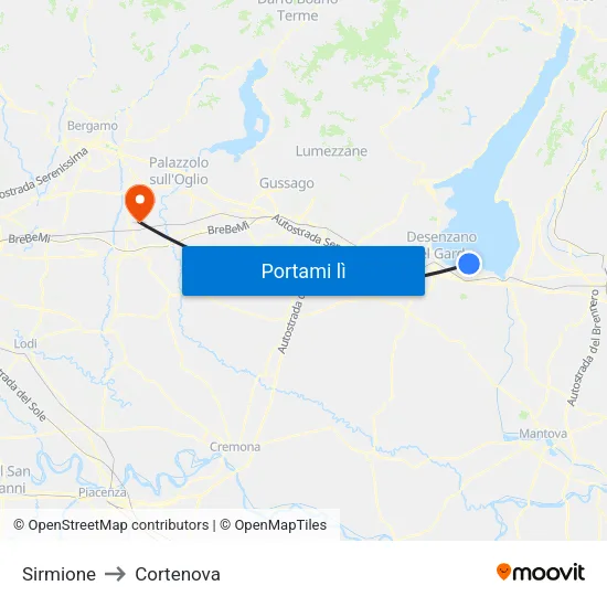 Sirmione to Cortenova map