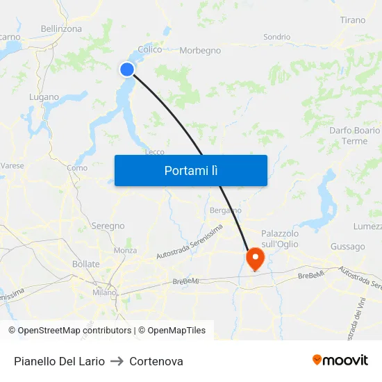 Pianello Del Lario to Cortenova map