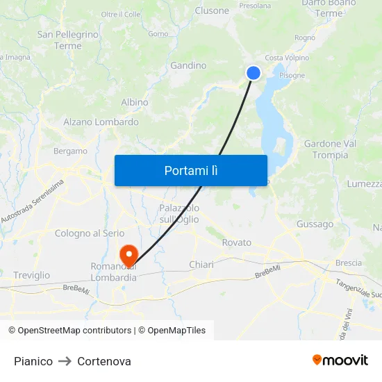 Pianico to Cortenova map