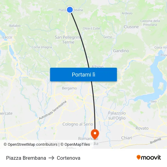 Piazza Brembana to Cortenova map