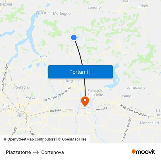 Piazzatorre to Cortenova map