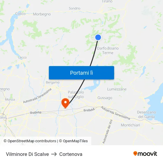 Vilminore Di Scalve to Cortenova map