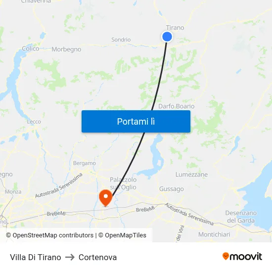 Villa Di Tirano to Cortenova map
