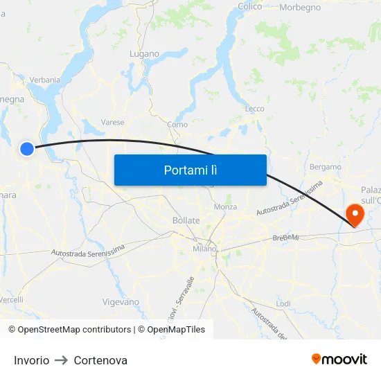 Invorio to Cortenova map
