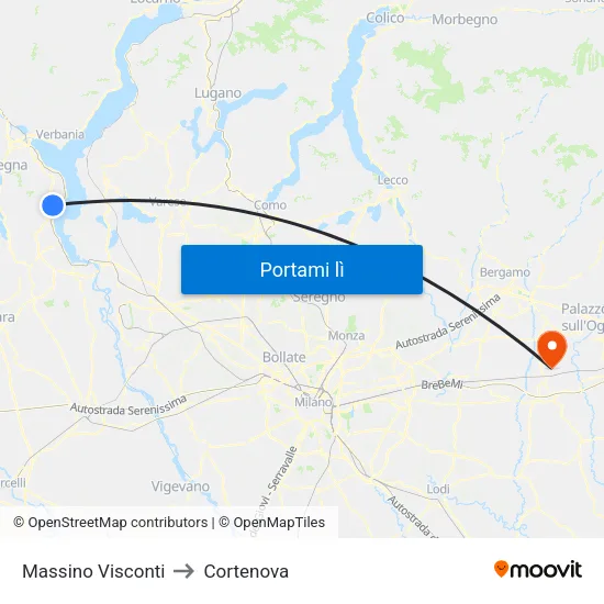 Massino Visconti to Cortenova map