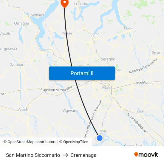 San Martino Siccomario to Cremenaga map
