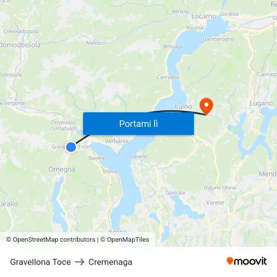 Gravellona Toce to Cremenaga map