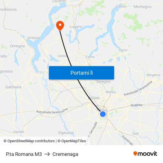 P.ta Romana M3 to Cremenaga map